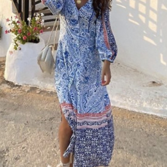 Zara printed tunic midi maxi dress white xs small nwt - Picture 7 of 7